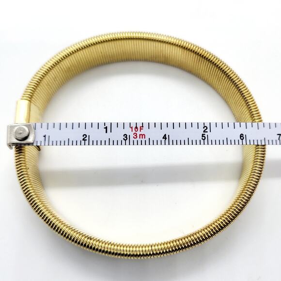 Vintage Cobra Stretch Antique Statement Bracelet Gold Tone Ribbed from The 80's - Picture 8 of 8